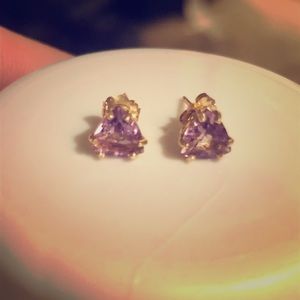 14K Gold and amethyst stud earrings